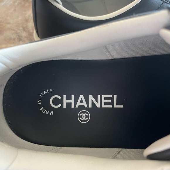 Chanel Black Sneakers with Logo Laces - Picture 5 of 11